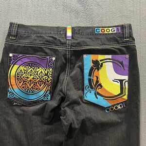 Vintage Coogi Jeans Mens 40x34 Black Embroidered Y2K Baggy Hip Hop Skate Grunge